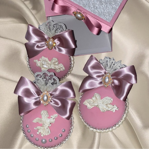 Shabby Chic Christmas Tree Ornament Set 3, X-Mas Tree decorations, Victorian - Picture 7 of 15